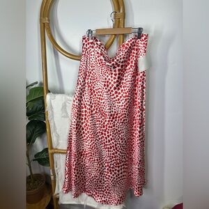 Rachel Zoe Heart Printed Maxi Satin Skirt sz XL